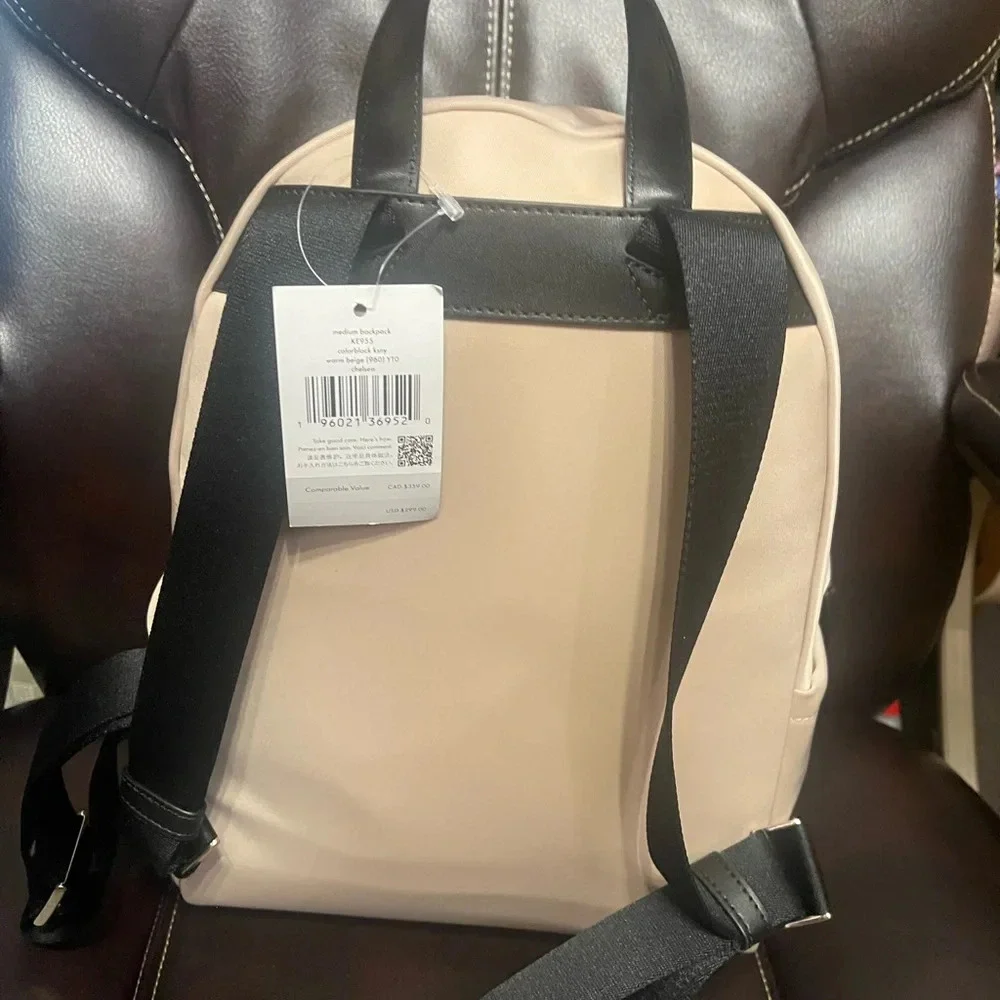 kate spade Beige Backpack with Black Accents